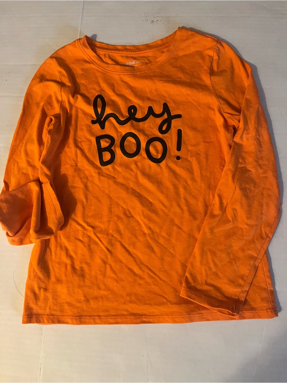 Cat & Jack Orange Tee with Black "hey BOO!" Graphic